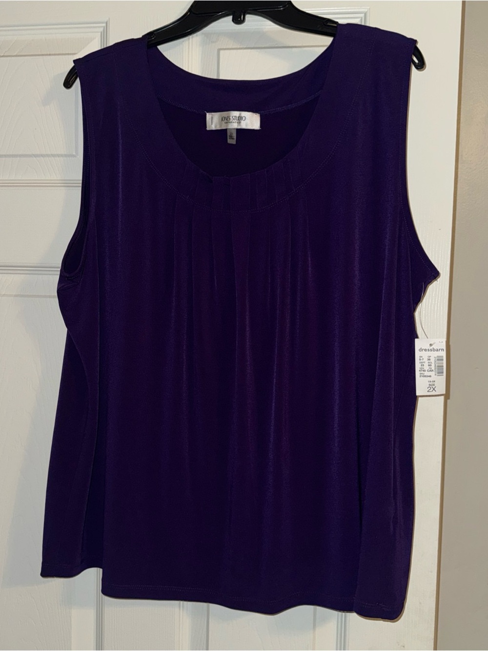 Jones Studio Sleeveless Pleat-Front Camisole - Deep Purple
